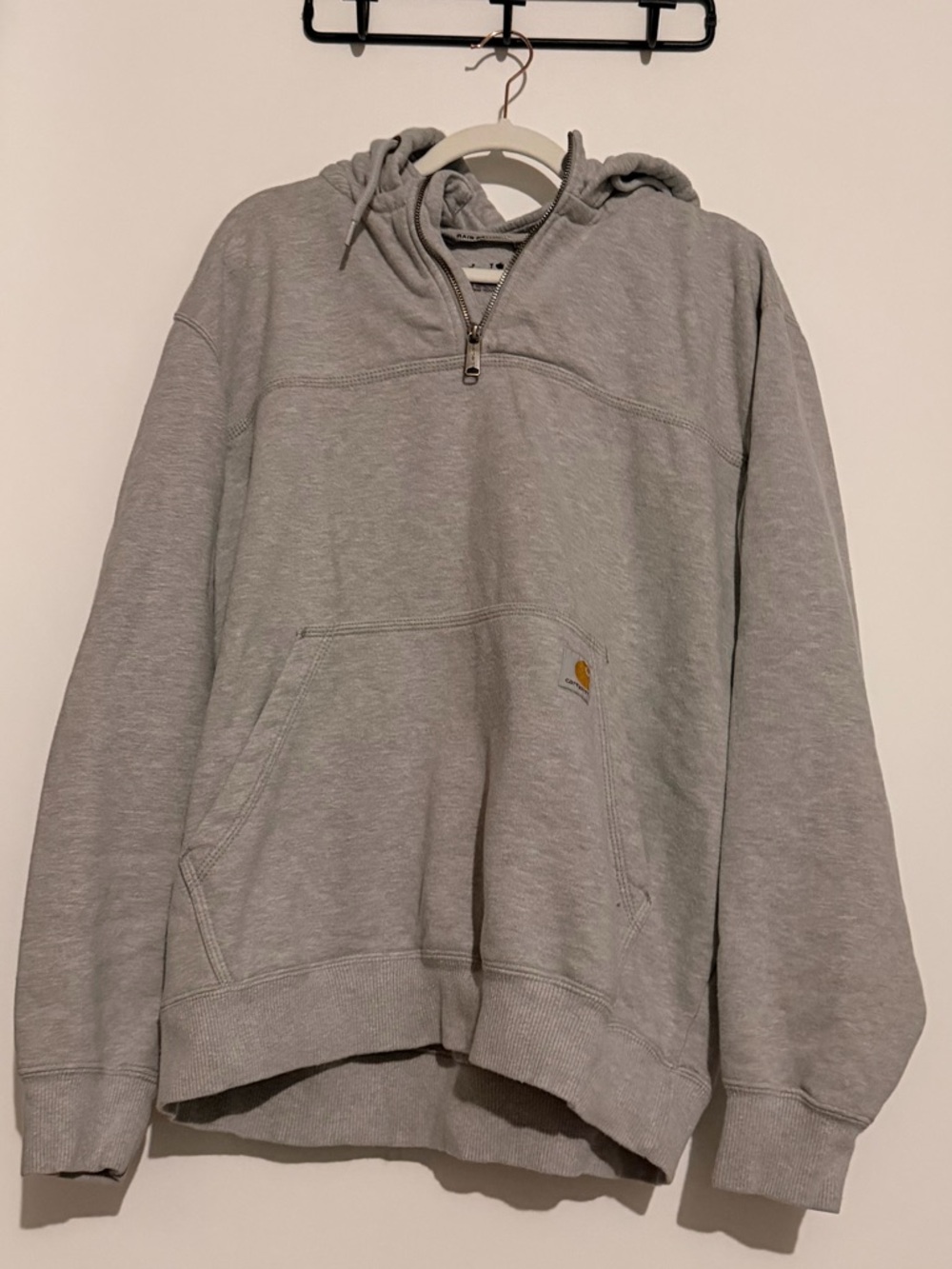 Carhartt Light Gray Half-Zip Hooded Sweatshirt